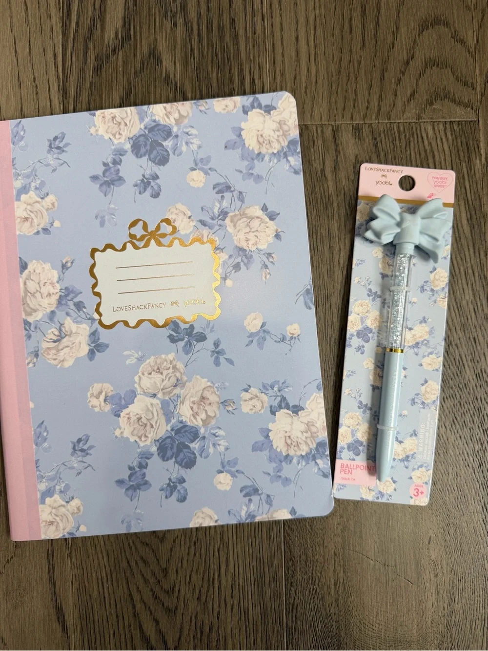 Bundle LoveShackFancy x Target Floral Notebook & Bow Pen Set Everblooming Roses